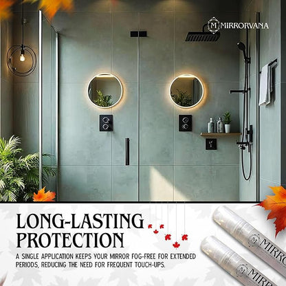 MIRRORVANA Anti Fog Spray for Shower Mirror (2 Bottles) - Maintains Fog Free Bathroom Shaving Mirrors for Men and Women - Long-Lasting Protection from Fogging for a Crystal Clear Reflection (7 ml)