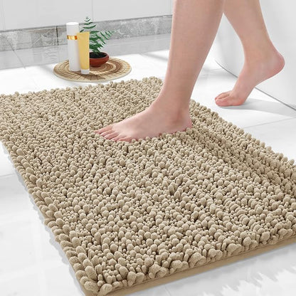 Yimobra Large Bathroom Rugs Non Slip Washable 36x24 Inch - Ultra Soft Absorbent Chenille Bath Mat, Quick Dry Shaggy Floor Carpet for Tub Shower, Camel Home Decor Accessories
