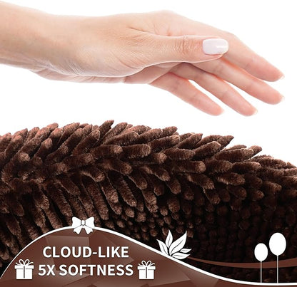 Yimobra Long Bathroom Rug Non Slip 44x24 Inch, Extra Thick Soft Absorbent Chenille Bath Mat, Machine Washable Quick Dry Bath Rugs for Bathroom Floor, Tub and Shower, Home Decor Accessories, Brown