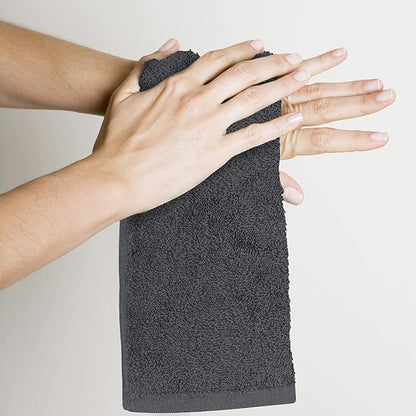 Utopia Towels 12 Pack Cotton Washcloths Set, 100% Ring Spun Cotton, Premium Flannel Face Cloths, Highly Absorbent and Soft Feel Fingertip Towels, Grey
