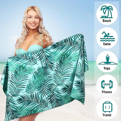 2 Pack Microfiber Beach Towel, Oversized Microfiber Pool Towel 75”x 35”, Sand-Free Beach Towel, Quick Drying Camping Towel, Super Absorbent Bath Blanket, Soft Breathable and Lightweight