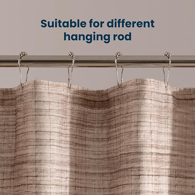 SLEEP ZONE Oatmeal Heather Shower Curtain Waterproof Curtains for Bathroom Decor Bathtub Geometric Shower Curtain 72" × 72"