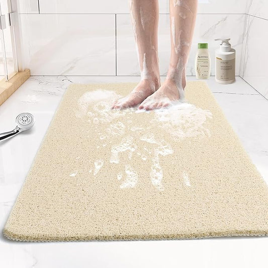 Joyhalo Bathtub Mat Non Slip, Bath Mat for Tub, Shower Mats for Inside Shower, 17x24 Inch, PVC Loofah Bathroom Mats for Wet Areas, Quick Drying, Beige