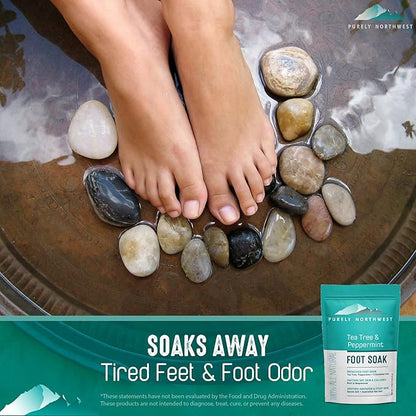 Epsom Salt Tea Tree Foot & Body Soak-Toenail Repair & Ingrown Nails, Athletes Foot Burning & Itching-Stubborn Foot Odor & Softens Callouses-Purely Northwest-USA 2 LB