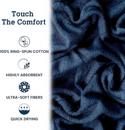 Casa Lino Face Towels & Body Wash Cloths for Showering - 100% Cotton Wash Cloths for Bathroom - Highly Absorbent & Quick Drying Washcloth Set - Cotton Washcloths 24 Pack (12" x 12") - (Cobalt Blue)