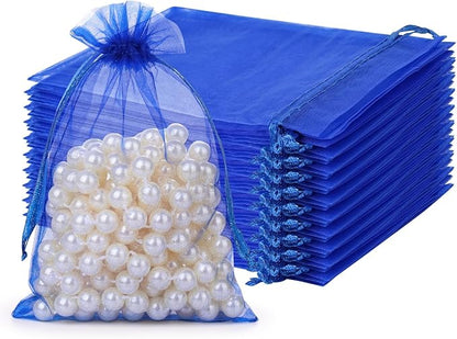 Hopttreely 100pcs Organza Bags with Drawstring, 4 x 4.72 inch Little Mesh Gift Pouches Mini Candy Bags for Small Presents Jewelry Earrings