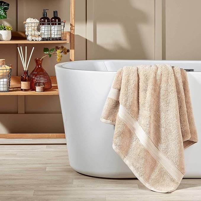 Christy Renaissance 6 Piece Beige Towel Set | 100% Egyptian Cotton | Luxury Bathroom Towels | Soft and Super Absorbent | 675 GSM | 2 Bath Sheet 2 Bath 2 Hand | Driftwood