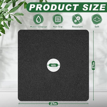 Shower Mat Non Slip,27 x 27 Inch Extra Large Bath Mat with Drain,Soft Square Loofah Shower Stall Mat Bathtub Mat for Bathroom,Without Suction Cups (Black)