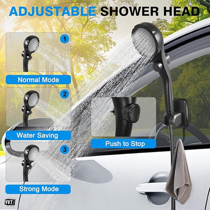 Portable Camping Shower with 5 Gallon Water Jug, 6000mAh Rechargeable Outdoor Camping Shower Kit, IPX7 Waterproof Pump BPA Free Water Containers Camp Essentials