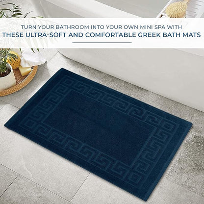 DAN RIVER Greek Cotton Bath Mats Set of 2 – Not a Bathroom Rug, Ultra Soft, Highly Absorbent & Machine Washable Bath Mat Towel for Bathroom Floor Mat – Durable, Quick-Dry, 21x34 Inches, Blue Opal