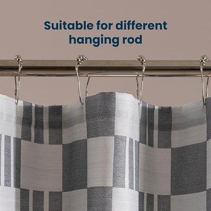 SLEEP ZONE Grey Checkered Shower Curtain Waterproof Curtains for Bathroom Decor Bathtub Geometic Shower Curtain 72" × 72"