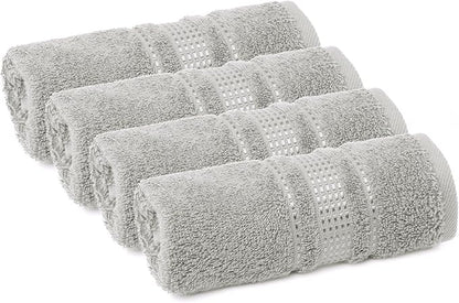 Melissa Linen, Fingertip Towels 4 Pack, 100% Turkish Cotton, Small Hand Towels for Body and Face, 12 x 18 in, Soft and Absorbent, Quick Dry, (Steel Gray Fingertip Hand Towels)
