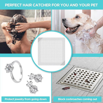 25 Pack, Disposable Shower Drain Hair Catcher Mesh Stickers, 6 inch, Square