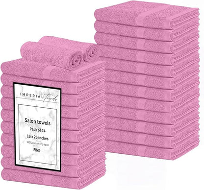 Hand Towels (Pack of 24) Pink Economy Towels Salon Towels - 100% Cotton Spa Towel– 16 x 27 Inches Highly Absorbable, Facial, Gym, Hair Face Towels Bulk