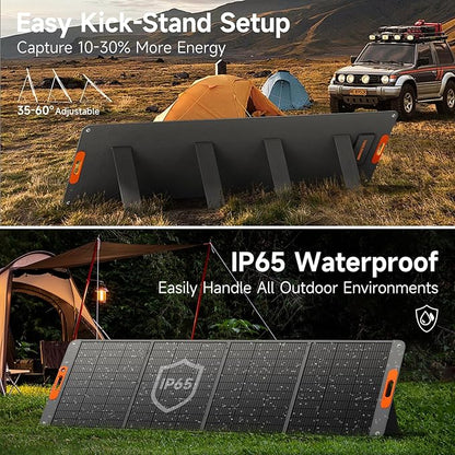 400W Portable Solar Panel for Power Station, 24% High Efficiency Lightweight ETFE Foldable Solar Panel Charger, MC4 Output, IP65 Waterproof, for Outdoor Camping, RV, Emergency Power Supply