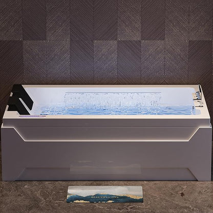 Homary 73" Whirlpool Bathtub-Modern Luxury Jetted Bathtub, Spa Bathtub with 22 Therapeutic Jets-Waterfall & LED Lighting-105-Gallon Capacity, Without Temperature Control