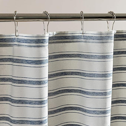 SLEEP ZONE Shower Curtain Liner, Waffle Shower Curtains for Bathroom, Heavy Duty Thick Fabric Shower Curtains - 285GSM Luxury Weighted Polyester Bath Curtain, 72" × 86" (Blue)