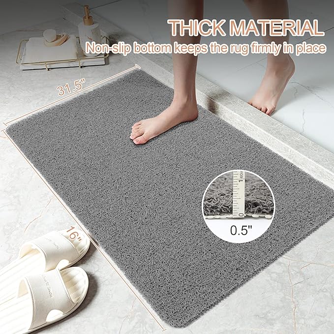 Joyhalo Bathtub Mat Non Slip, Bath Mat for Tub, Shower Mats for Inside Shower, 17x30 Inch, PVC Loofah Bathroom Mats for Wet Areas, Quick Drying, Grey