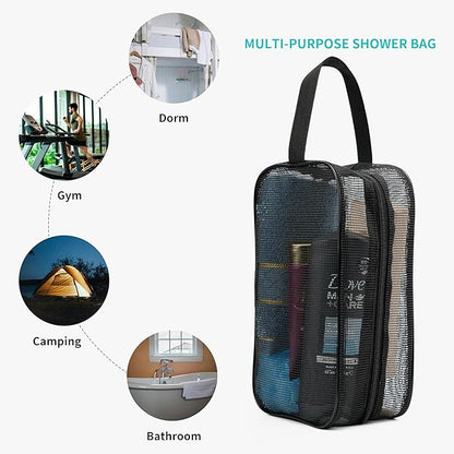Mesh Shower Caddy Bag for Bathroom Gym Camping Portable Travel Mesh Toiletry Bag for Women Men