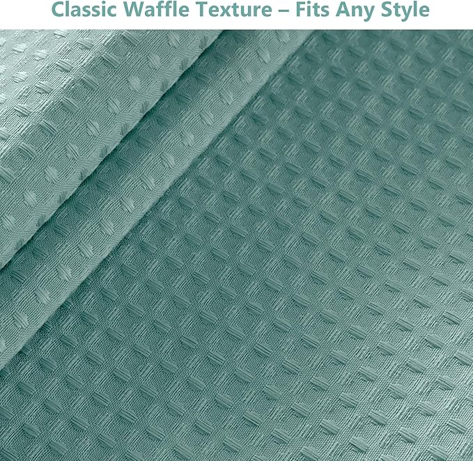 VANZAVANZU Hookless Shower Curtain with Mesh Top and Snap in Waterproof Liner, Waffle Weave, Weighted Magnets Hem, Machine Washable, 72 x 75 Inches – (Blue)