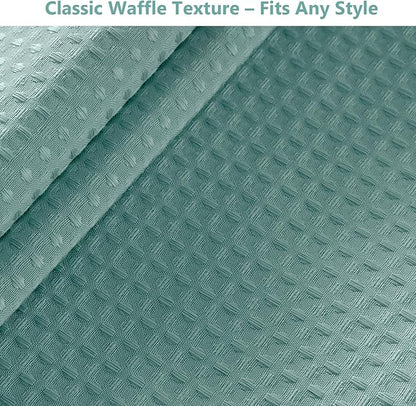 VANZAVANZU Hookless Shower Curtain with Mesh Top and Snap in Waterproof Liner, Waffle Weave, Weighted Magnets Hem, Machine Washable, 72 x 75 Inches – (Blue)