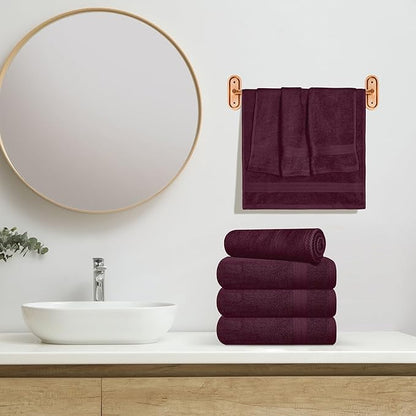 GLAMBURG Ultra Soft 6-Piece Hand Towel Set 16x28-100% Ringspun Cotton - Durable & Highly Absorbent Hand Towels - Ideal for use in Bathroom, Kitchen, Gym, Spa & General Cleaning - Burgundy