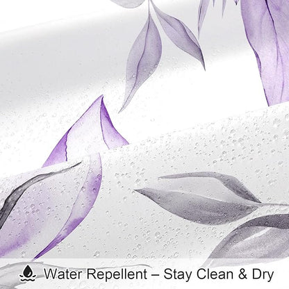 Small Stall Boho Watercolor Floral Shower Curtain 36 x 72, Purple and Grey Ink Painting Style Flower Shower Curtains for Chic Elegant Bathroom, Artistic Narrow Half Size Shower Curtain