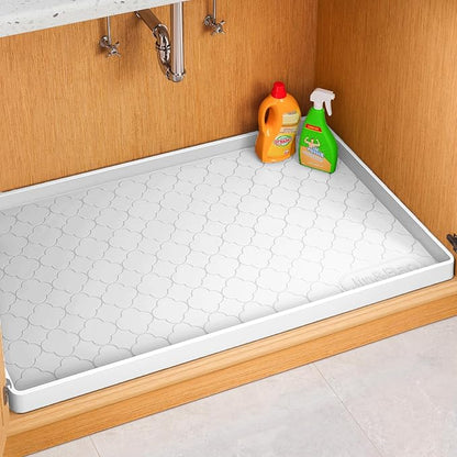 Jin&Bao Waterproof Under Sink Mat 34" x 19", Thick Silicone Mat Cabinet Protector for Kitchen and Bathroom, Shelf Liner, Home Organizer and Storage, Multipurpose Tray for Gadgets and Essentials