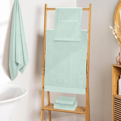 Ultra Soft 6 Pack Cotton Towel Set, Contains 2 Bath Towels 28x55 inch, 2 Hand Towels 16x24 inch & 2 Wash Coths 12x12 inch, Ideal Everyday use, Compact & Lightweight - Sea Green