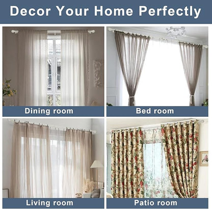 Double Curtain Rod 84 to 120 inch, Adjustable 1 inch Double Drapery Rod Rods for Windows and Doors with Ball Round Finials and Premium Aluminum Brackets Set(84-120",Matte White)
