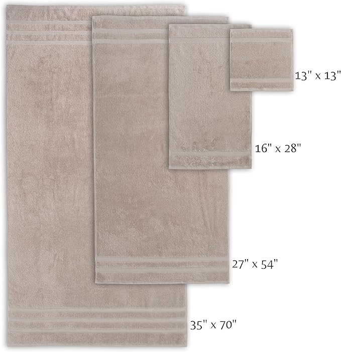 SOFE H&L | Olea Luxury Turkish Cotton Bath Towels Set of 3 : 1 Bath Towel, 1 Hand Towel, 1 Wash Cloths, Sand |Thick, Premium, Soft, Durable, Absorbent - Hotel Quality Towel Sets for Bathroom