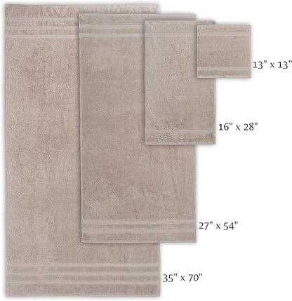 SOFE H&L | Olea Luxury Turkish Cotton Bath Towels Set of 3 : 1 Bath Towel, 1 Hand Towel, 1 Wash Cloths, Sand |Thick, Premium, Soft, Durable, Absorbent - Hotel Quality Towel Sets for Bathroom