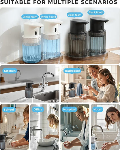 Automatic Liquid Soap Dispenser Touchless, 10oz/300ml Rechargeable, 3 Adjustable Liquid Levels, IPX5 Waterproof, for Kitchen Bathroom, Black