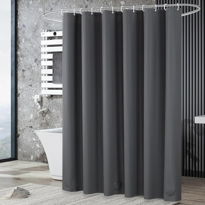 UFRIDAY Dark Grey Shower Curtain Liner Premium PEVA 72 x72 inch,Heavy Duty Shower Curtain with 3 Weighted Magnets, Plastic Waterproof Grey Shower Curtains for Bathroom with 12 Hooks