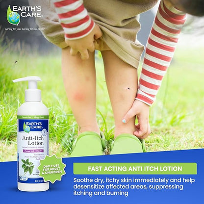Earth's Care Anti Itch Lotion with Menthol and Camphor - Steroid Free - Soothes Sunburn, Dry and Itchy Skin, and Minor Skin Irritation, FL. 8 OZ