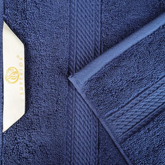 Superior Egyptian Cotton Pile Face Towel/Washcloth Set of 6, Ultra Soft Luxury Towels, Thick Plush Essentials, Absorbent Heavyweight, Guest Bath, Hotel, Spa, Home Bathroom, Shower Basics, Navy Blue