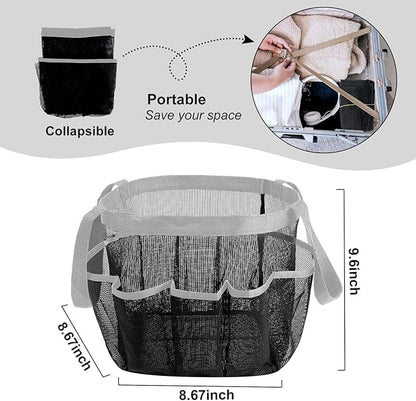Attmu 2 Pack Mesh Shower Caddy Portable for College Dorm Room Essentials with 8 Pockets, Hanging Shower Caddy Dorm Basket, Quick Dry Shower Bag for Bathroom