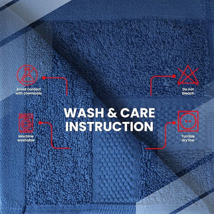 Infinitee Xclusives Luxury Wash Cloths for Showering [13x13] – 100% Cotton Washcloths [Pack of 12], Soft and Absorbent Face Towels for Bathroom Wash Clothes, Gym, and Spa (Tranquil Navy)