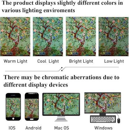 Bohemian Shower Curtain, Boho Floral Print Water Repellent Polyester Fabric for Bathroom Decor, 72×72 Inch Standard Size with 12 Hooks, Also as Room Divider