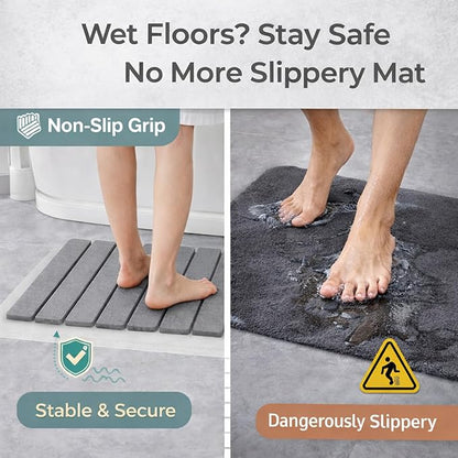 Foldable Stone Bath Mat – Premium Diatomaceous Earth Quick Dry Bathroom Mat, Water Absorbing, Non-Slip Stone Mat for Modern Bathrooms