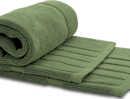 White Classic Luxury Bath Mat Floor Towel Set - Absorbent Cotton Hotel Spa Shower/Bathtub Mats [Not a Bathroom Rug] 22"x34" | 2 Pack | Forest Green