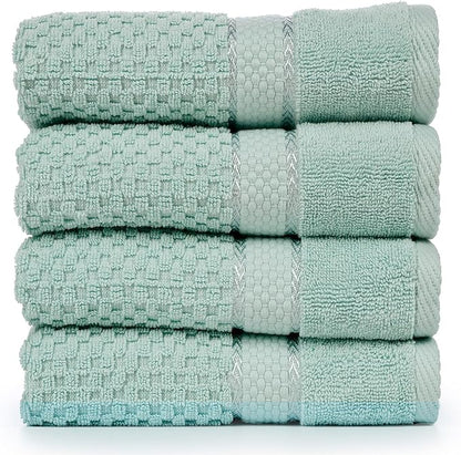 Ample Decor Bath Towels for Bathroom Set of 4 100% Cotton Popcorn Textured - Mint Green- 30 X 54 Inch