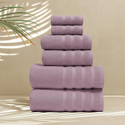 Hearth & Harbor Bath Towels for Bathroom - 100% Ring Spun Cotton Luxury Bathroom Towels - Soft & Highly Absorbent Bath Towels Set, 6 Piece Set, Dusty Purple