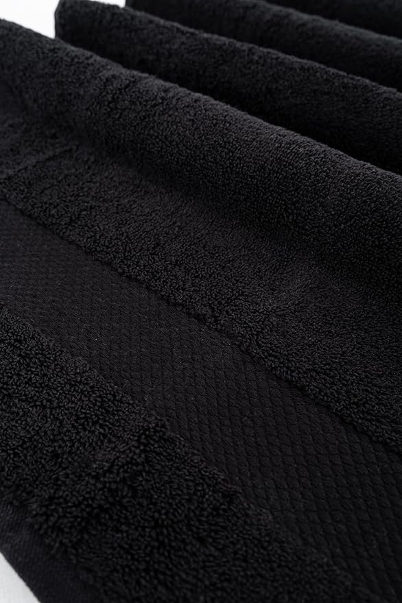 Hencely 18-Piece Bath Towel Set - High Absorbency, Quick Drying - 100% Soft Turkish Cotton - 6 Bath Towels, 6 Hand Towels, 6 Washcloths - for Bathroom, Home, Hotel, Spa, and Gym - 18-Pack Black