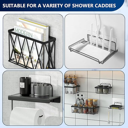 Shower Caddy Adhesive Replacement Stickers - 6 Pack No Drilling Shower Caddy Adhesive Strips, Strong Adhesive Hooks for Shower Caddy Bathroom Storage Shelves and Kitchen Racks & Soap Holder