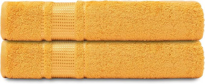 Melissa Linen, 2 Piece Hand Towel Set, 100% Turkish Cotton Face Hand Towels for Bathroom, 20 in x 35 in, Absorbent, Quick Dry, Durable and Soft, Spa and Hotel Quality, Yellow