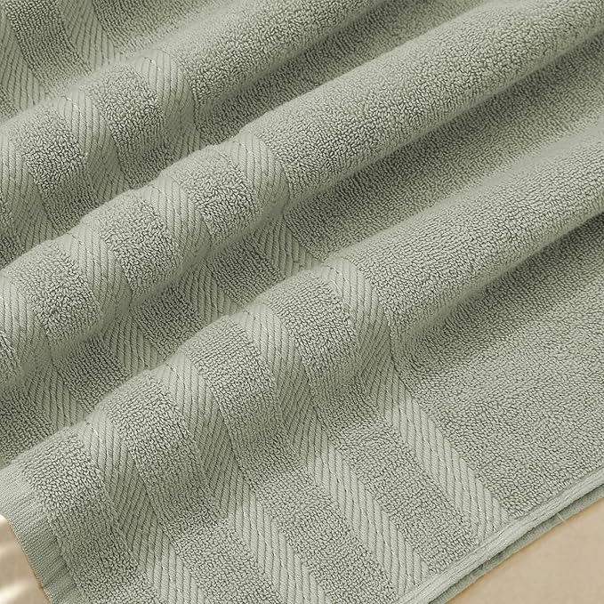 Hearth & Harbor Bath Towels for Bathroom - 100% Ring Spun Cotton Luxury Bathroom Towels - Soft & Highly Absorbent Bath Towels Set, 6 Piece Set, Sage Green