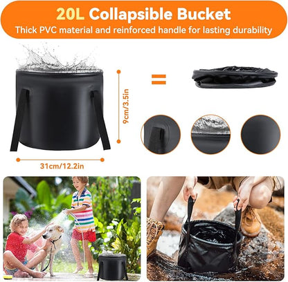 Portable Camping Shower, 7800mAh Rechargeable Outdoor Shower Kit with Heater, Intelligent LED Display, IPX8 Waterproof, Ideal for Outdoor Camping, Travel, Car Washing, Pet Bathing