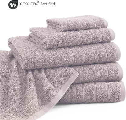 Casa Platino 100% Cotton Bathroom Towels Set - 24 Pcs - Ring Spun, Soft & Absorbent - 2 Bath Sheets, 2 Gym, 2 Bath, 4 Fingertip, 6 Hand Towels, 8 Washcloths - Perfect for Home & Salon - Platinum
