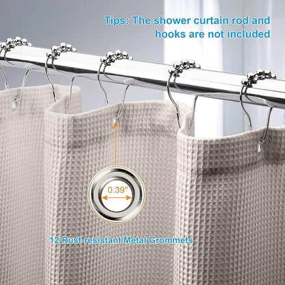 AmazerBath Waffle Shower Curtain 78 Inches Long, Khaki Shower Curtain Fabric Heavy Duty 240GSM, Hotel Quality Bathroom Shower Curtains Tan, Hooks not Included, 72 x 78 Inches